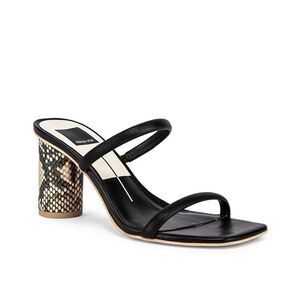 Dolce Vita Noles Black Sandal Heels Snake Print Size 7.5
